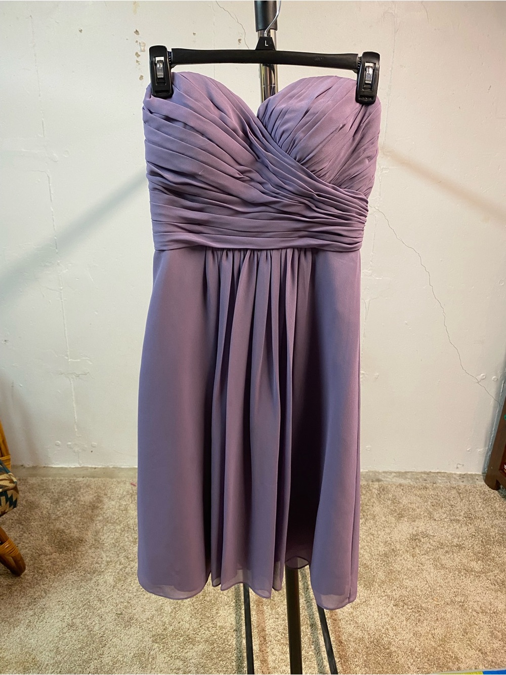 Bill Levkoff Strapless Lavender Chiffon Dress